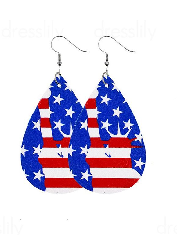 Patriotic Earrings Statue of Liberty Star Striped Print Droplet Shaped Earrings - multicolor A 1 PAIR