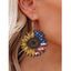 Patriotic Earrings Sunflower Star Striped Print Trendy Drop Earrings - multicolor A 1 PAIR
