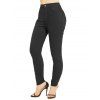 Jean Crayon Décontracté Zippé Long en Couleur Unie en Denim - Noir S
