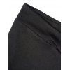Legging Capri Court Froncé Croisé Simple en Couleur Unie à Taille Elastique avec Faux Bouton - Noir M