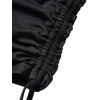 Legging Capri Court Froncé Croisé Simple en Couleur Unie à Taille Elastique avec Faux Bouton - Noir XL