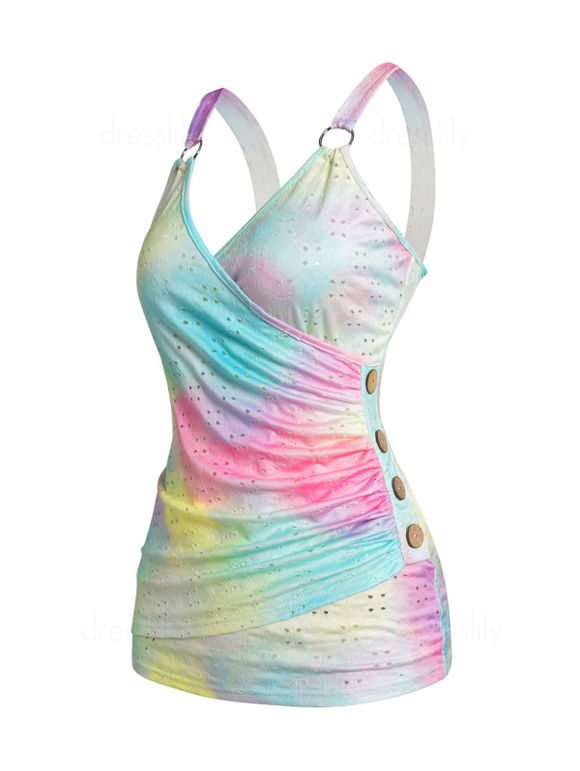 Débardeur Serpent Evidé Anneau en O Plissé Croisé - multicolor XXL