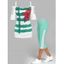 Ensemble de T-shirt Déchiré à Imprimé Fleur en Dentelle Insérée à Epaule Dénudée et de Legging Capri à Lacets - multicolor S