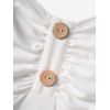 Mini Robe Ligne A Ceinturée à Imprimé Fleur à Taille Empire Faux Bouton - Rose clair M