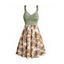 Mini Robe à Imprimé Fleur Cachemire à Bretelle Croisée Ovale Contrastée - Vert clair S