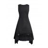 Lace Panel Dress Crisscross Asymmetrical Hem Sleeveless Plain Color Midi Dress - BLACK XXL