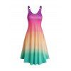 Robe Ligne A à Bretelle Anneau en O en Couleur D'Arc-en-ciel sans Manches à Taille Haute - multicolor A S