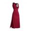 Robe Mi-Longue Découpée sans Manches à Fente Élevée en Couleur Contrastée - Rouge foncé XXL
