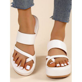 

Pullover Toe Thick Sole Outwear Slippers, White