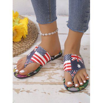 

Flag Print Flip Flops Casual Beach Slippers, Multicolor a