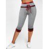 Ripped Tie Knot Heathered T-shirt and Plaid Skinny Capri Pants Casual Outfit - multicolor S