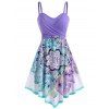 Summer Bohemian Contrast Flower Crossover Sleeveless Empire Waist Midi Dress - LIGHT PURPLE M