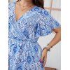 Plus Size Ethnic Allover Print Mini Dress Flutter Sleeve A Line Casual Dress - LIGHT BLUE 3XL