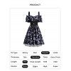 Off The Shoulder Sun Moon Star Butterfly Print Ruffles Elastic Waist Mini Dress And Lace Up Buckle Strap Crop Tank Top Set - BLACK S