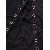 Mini Robe Ligne A Gothique Croisée en Couleur Unie à Taille Empire avec Œillet - Noir M