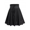 Mini Jupe Ligne A Gothique en Couleur Unie à Taille Elastique avec Œillet - Noir M
