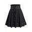 Mini Jupe Ligne A Gothique en Couleur Unie à Taille Elastique avec Œillet - Noir M