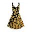 Allover Sunflower Print Dress V Neck O-ring Strap Sleeveless A Line Midi Dress - BLACK XXL