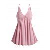 Débardeur Décontracté Plongeant à Bretelle Fine en Couleur Unie à Taille Empire - Rose clair M