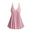 Débardeur Décontracté Plongeant à Bretelle Fine en Couleur Unie à Taille Empire - Rose clair M