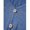 Hollow Out Lace Panel Split Flounce Midi Dress Mock Button V Neck Short Sleeve Dress - DEEP BLUE S