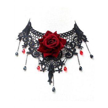 Gothic Necklace Hollow Out Lace Rose Artificial Crystal Trendy Necklace