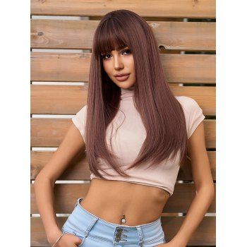 

Straight Full Bang Long Capless Synthetic Wig, Khaki rose