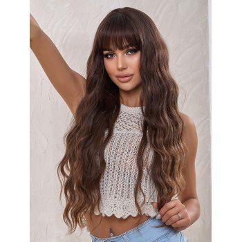 

Full Bang Long Wavy Capless Synthetic Wig, Rosy finch