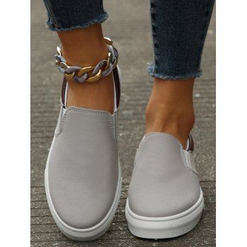 

Colorblock Slip On Casual Flat Shoes, Gray