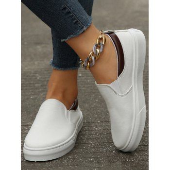 

Colorblock Slip On Casual Flat Shoes, White