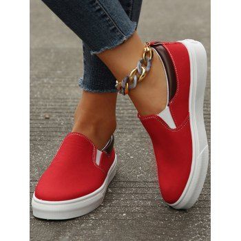 

Colorblock Slip On Casual Flat Shoes, Red