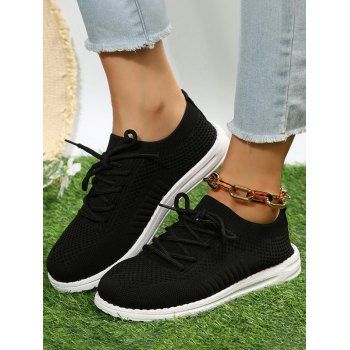 

Breathable Lace Up Slip On Casual Sport Shoes, Black