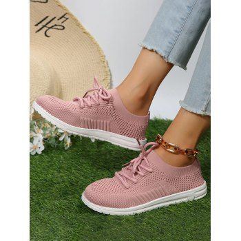 

Breathable Lace Up Slip On Casual Sport Shoes, Pink