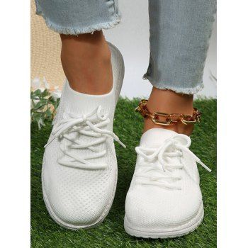 

Breathable Lace Up Slip On Casual Sport Shoes, White