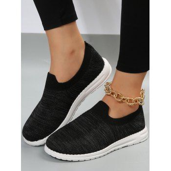 

Breathable Knit Slip On Casual Sport Shoes, Black