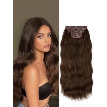

4 Pcs Wavy Clip On Long Synthetic Hair Extension, Multicolor a