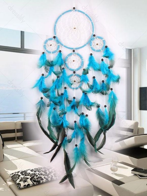 Attrape-Rêve Tendance Motif Plumes Colorées Style Ajouré Décor Maison - multicolor 