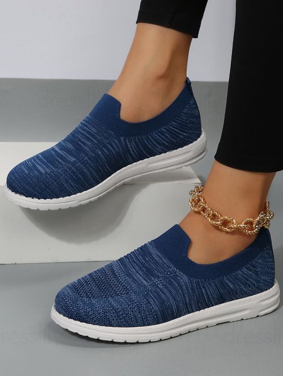 Breathable Knit Slip On Casual Sport Shoes - Bleu EU 42