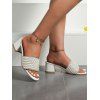 Artificial Pearl Rhinestone Chunky Heel Slippers - Blanc EU 38