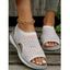 Cut Out Open Toe Slip On Casual Flat Sandals - Beige EU 37