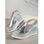 Metallic Buckle Strap Fish Mouth Cut Out Wedge Sandals - Argent EU 36
