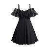 Mini Robe Ligne A Panneau en Dentelle à Taille Empire à Volants de Grande Taille - Noir L