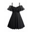 Plus Size Dress Cold Shoulder Lace Panel Ruched Bowknot Empire Waist A Line Mini Dress - BLACK 4X