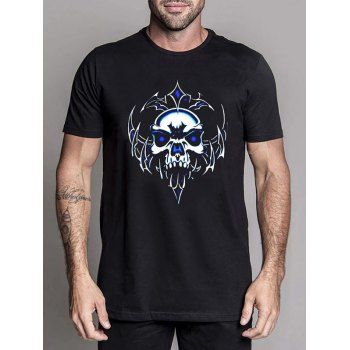 

Skull Print Casual T Shirt Crew Neck Short Sleeve Tee, Black