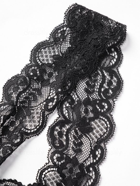 Débardeur Décontracté Simple Panneau en Dentelle Transparente à Volants - Noir XL