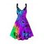 Psychedelic Print Ombre Straps Sleeveless Tank Dress O Ring A Line Dress - multicolor XXL