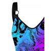 Psychedelic Print Ombre Straps Sleeveless Tank Dress O Ring A Line Dress - multicolor M