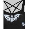 Halloween Bat Print Criss Cross High Waisted Cami Dress - BLACK S