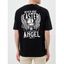 T-shirt Décontracté à Imprimé Slogan Crâne et Ailes à Manches Courtes - Noir XXXL