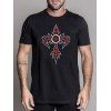 T-shirt Décontracté à Imprimé Etoile Croisé Manches Courtes à Col Rond - Noir XXXL